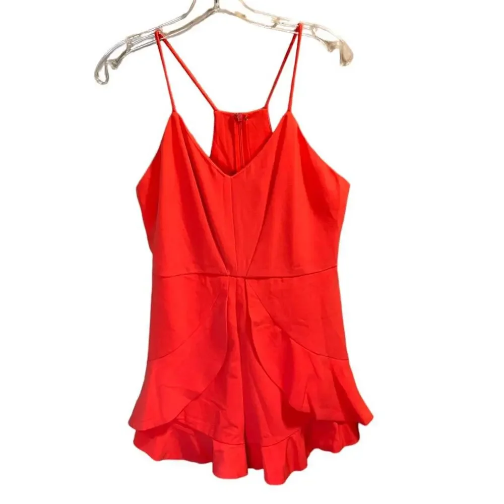 Mustard Seed V-Neck Ruffle Halter Neck Coral Romper Size Medium NWT - Picture 3 of 11
